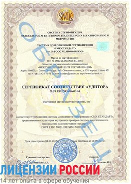 Образец сертификата соответствия аудитора №ST.RU.EXP.00006191-1 Лысьва Сертификат ISO 50001